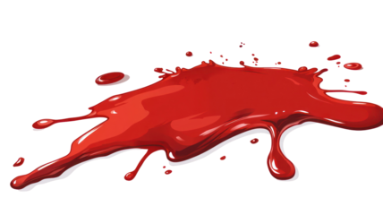 Blood puddle vector cartoon red paint spill on transparent background