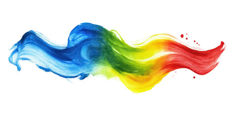 Blue green red yellow flowing hand-painted strokes with soft gradients on transparent background