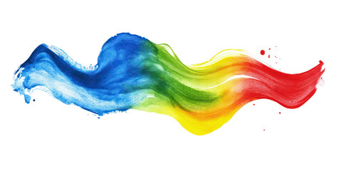 Blue green red yellow flowing hand-painted strokes with soft gradients on transparent background