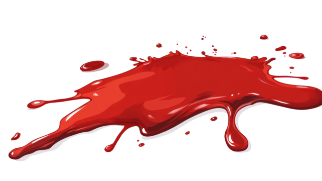 Blood puddle vector cartoon red paint spill on transparent background - Powered by Adobe