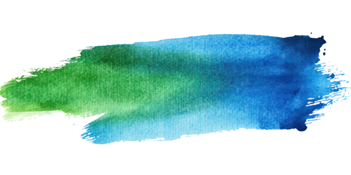 Blue green single flowing brush stroke blending blue and green on transparent background - Powered by Adobe