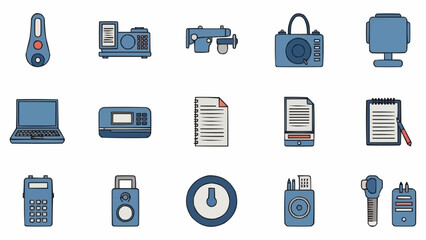 Collection of Blue-Themed Office and Technology Icons.