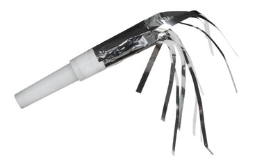 Silver colored noisemaker for New Years Eve