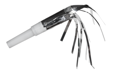 Silver colored noisemaker for New Years Eve