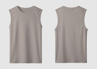 Soft Cream Sleeveless T-Shirt Mockup, Front and Back Views on Light Gray Background