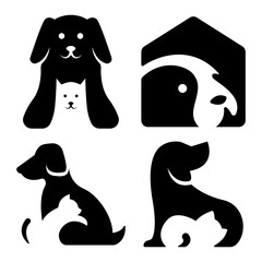 Line art Pet logo design. Suitable for vet care clinic or pet shop.