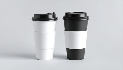 Two monochrome coffee cups