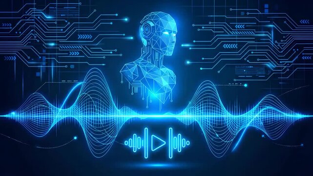Low Poly Virtual Artificial Intelligence Voice Assistant with Sound Waves for Digital Support and Smart Communication Technology. Video