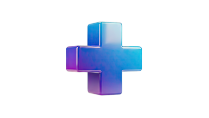 3D Rendered Plus Sign Floating on White Background