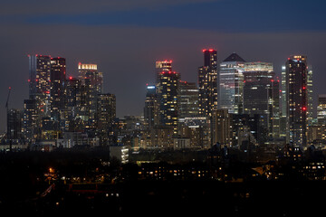 Illuminated city skyline at night