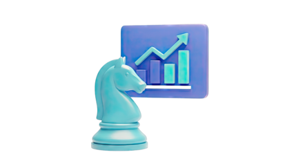Chess Knight with Growth Chart: Business Strategy Concept
