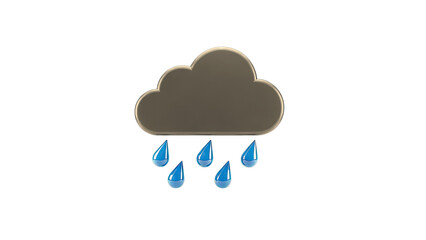 Obraz premium Cloud Raining with Blue Drops on White Background