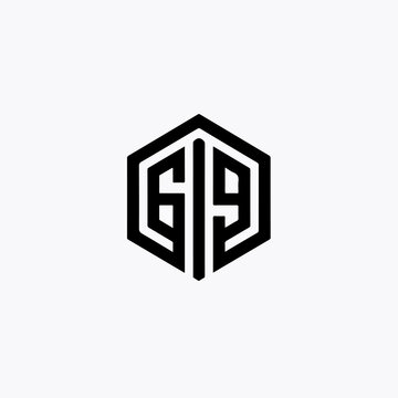 Geometric 69 Logo &ndash; Symmetrical Hexagon Design with Mirrored Numerals and Bold Black Lines