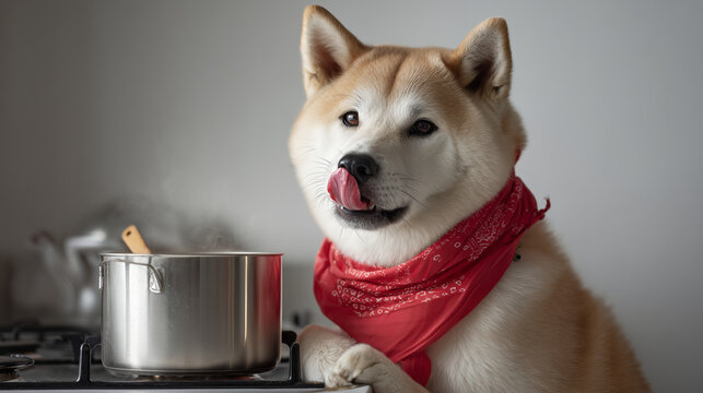 料理をする犬