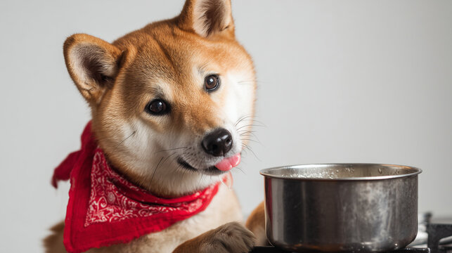 料理をする犬