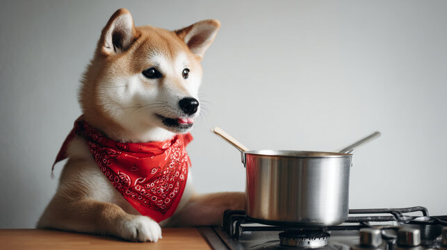 料理をする犬