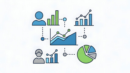 Data Analysis and Business Graphs Illustration.