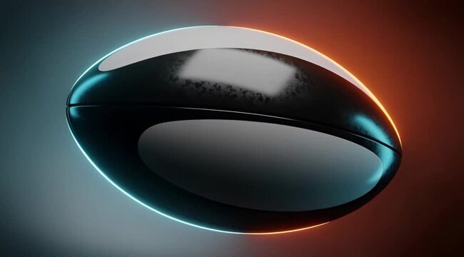 Futuristic American Football Chrome Black: Neon Cyan Orange Rim Light Premium