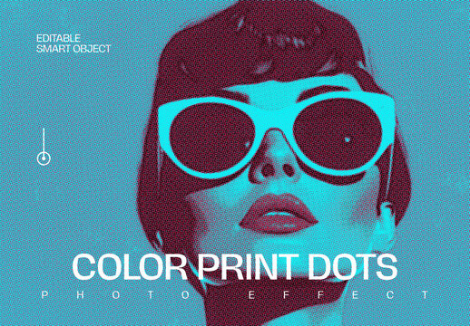 Color Print Dots Photo Effect Mockup