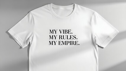 White t-shirt with empowering slogan for personal style and confidence
