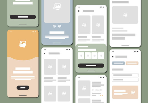 Online Shopping Mobile App Wireframe UI