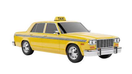 Yellow Taxi Cab Isolated on White Background
