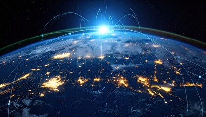 Global Connectivity - A Networked World with Data Flowing Across Continents.