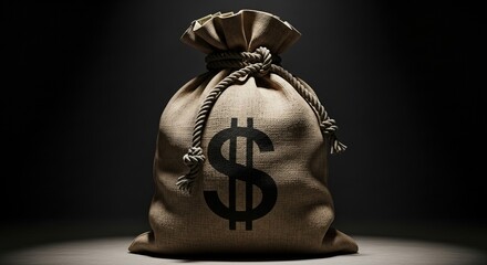 A money bag with a dollar sign on a dark background