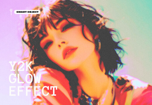 Y2K Glowing Photo Effect Mockup
