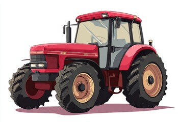 Obraz premium Red Tractor Vector Illustration Isolated on White Background