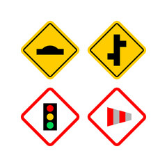 Traffic Signs Icon Collection. Traffic Signs Icon Set.