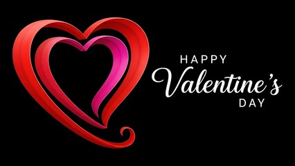 Happy valentines day greeting card with heart design on black