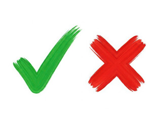 Green check and red cross symbols