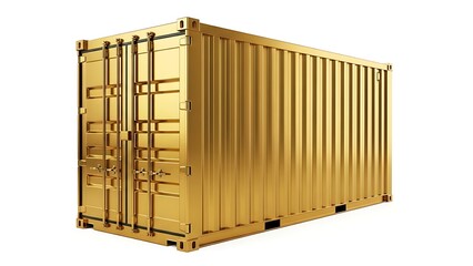 Golden shipping container isolated on a white background