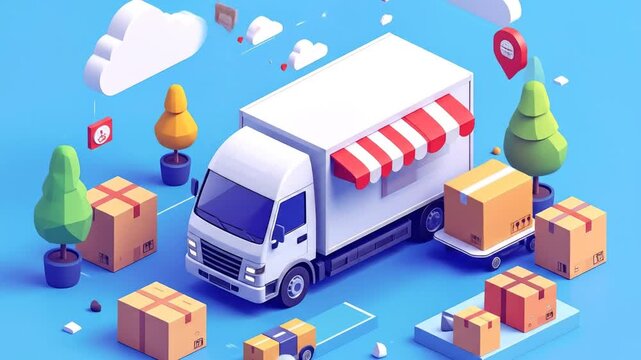 Isometric delivery truck 