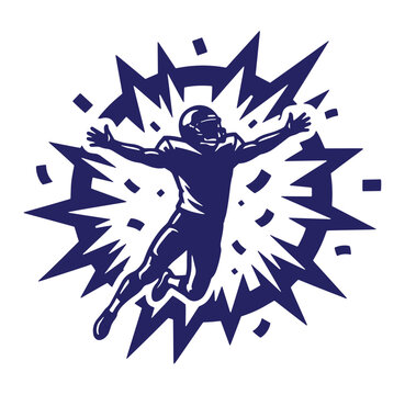 American football player celebrating a touchdown winning sporting victory illustration design
