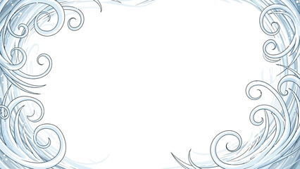 Blue Frosty Winter Swirls and Ice Crystals Border Frame