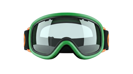 Green Ski Goggles Isolated on White Background