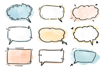 A collection of colorful speech bubbles on a white background for creative communication and design
