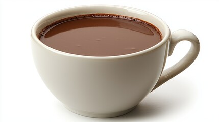 Hot Chocolate in White Ceramic Cup on Clean Surface Ideal for Warm Beverage and Cozy Atmosphere