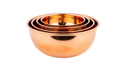 Set of shiny copper bowls in different sizes isolated on transparent background
