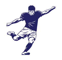 Fototapeta premium Dynamic illustration of a soccer player kicking the ball in action with graphic style