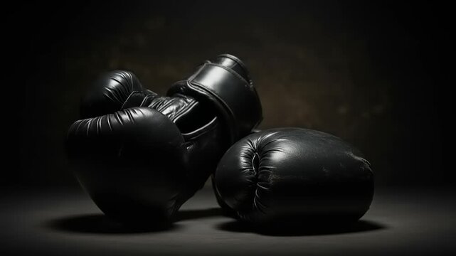 Black Boxing Gloves on Dark Background.