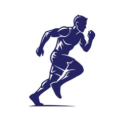 Naklejka premium Dynamic running silhouette depicting an athlete in active motion against a white background