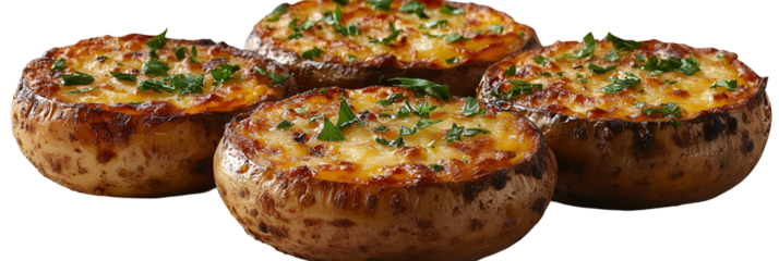 Stuffed mushrooms closeup golden brown delicious dish