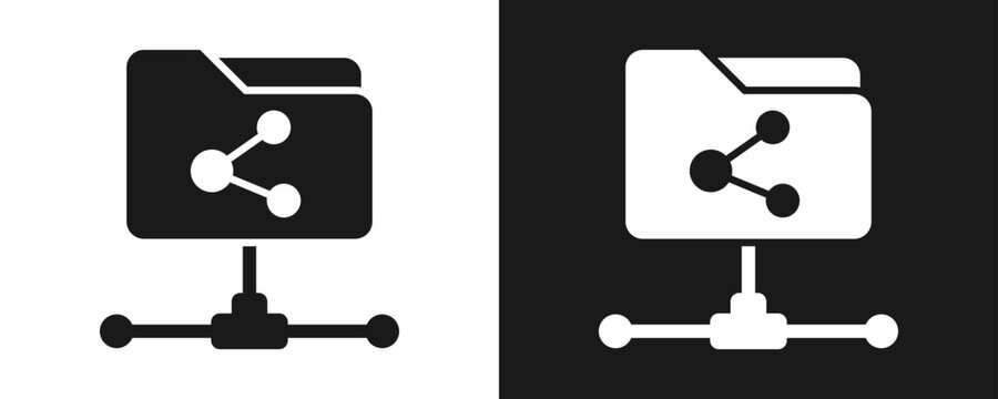 Ftp Icon Set Glyph In White And Black Background