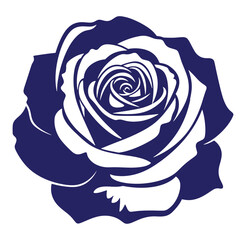 Elegant vector illustration of a beautiful rose with contrasting dark blue and white colors