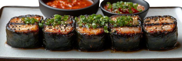 Sushi rolls arrangement on a plate