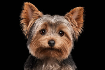 Fototapeta premium Cute yorkie puppy with expressive eyes in studio
