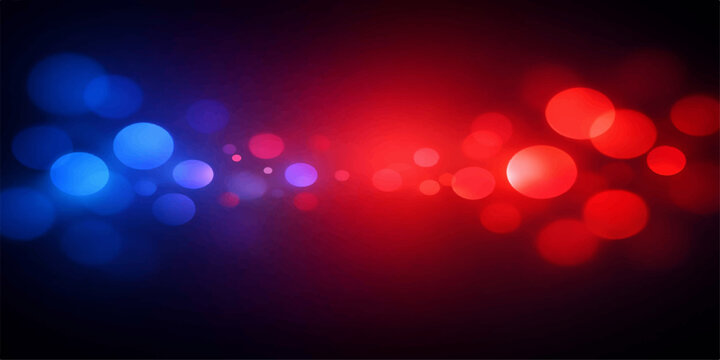 Police emergency lights flashing in the dark